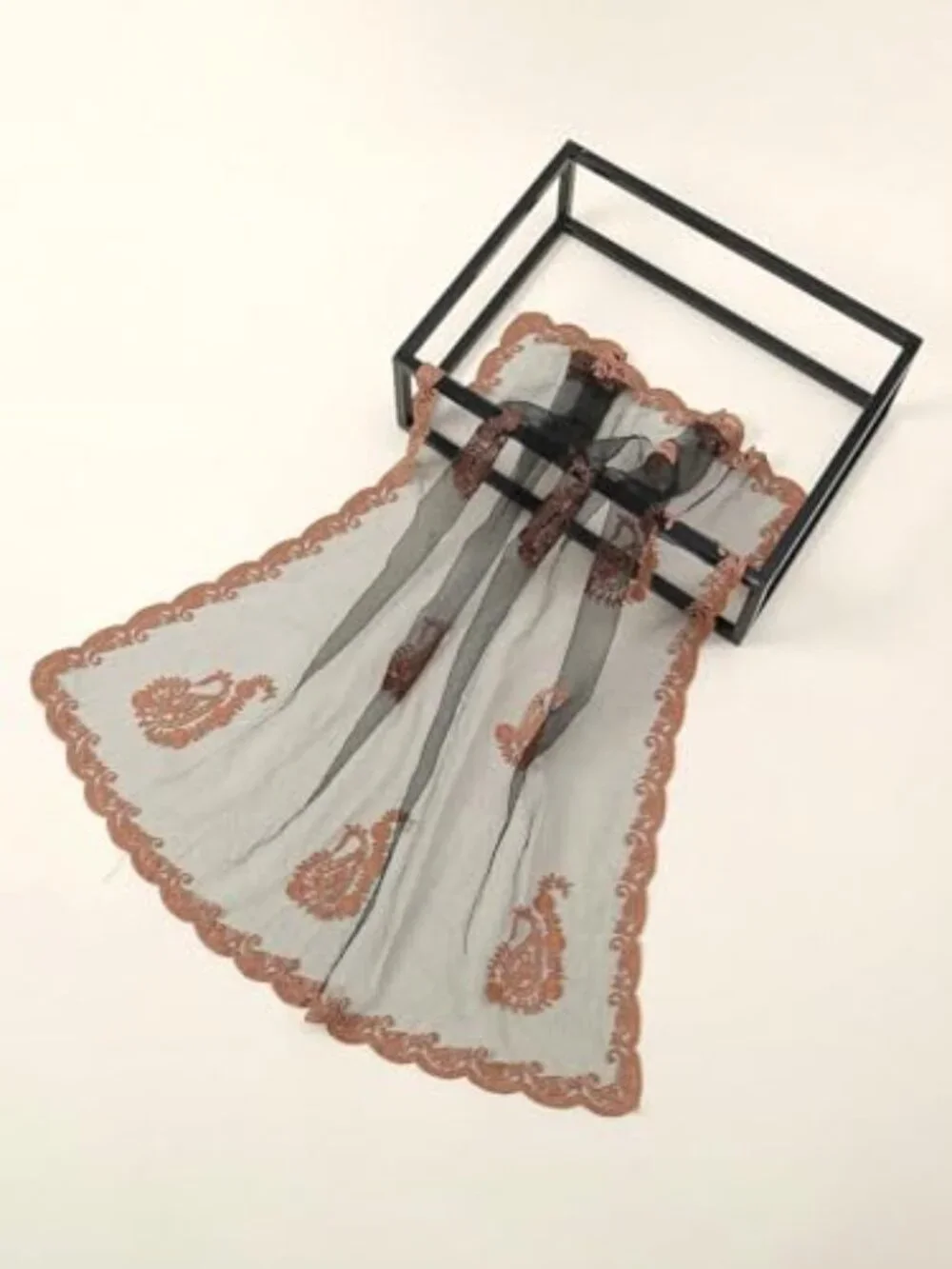 Sheer Lace Hair Scarf Floral Embroidery Lightweight Headband for Women
